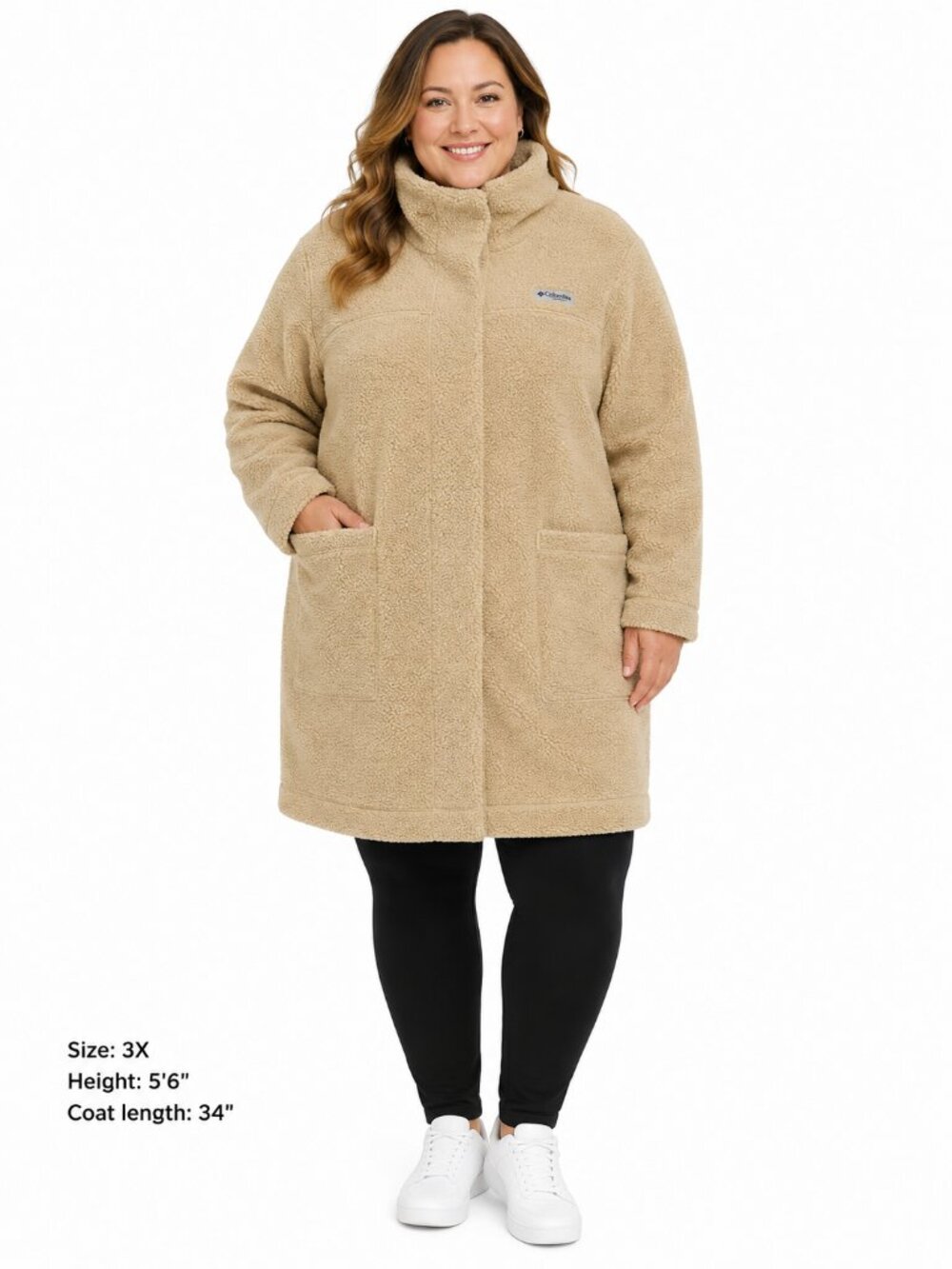 Columbia Women's Beige Teddy Fleece Coat with Funnel Collar - 3X